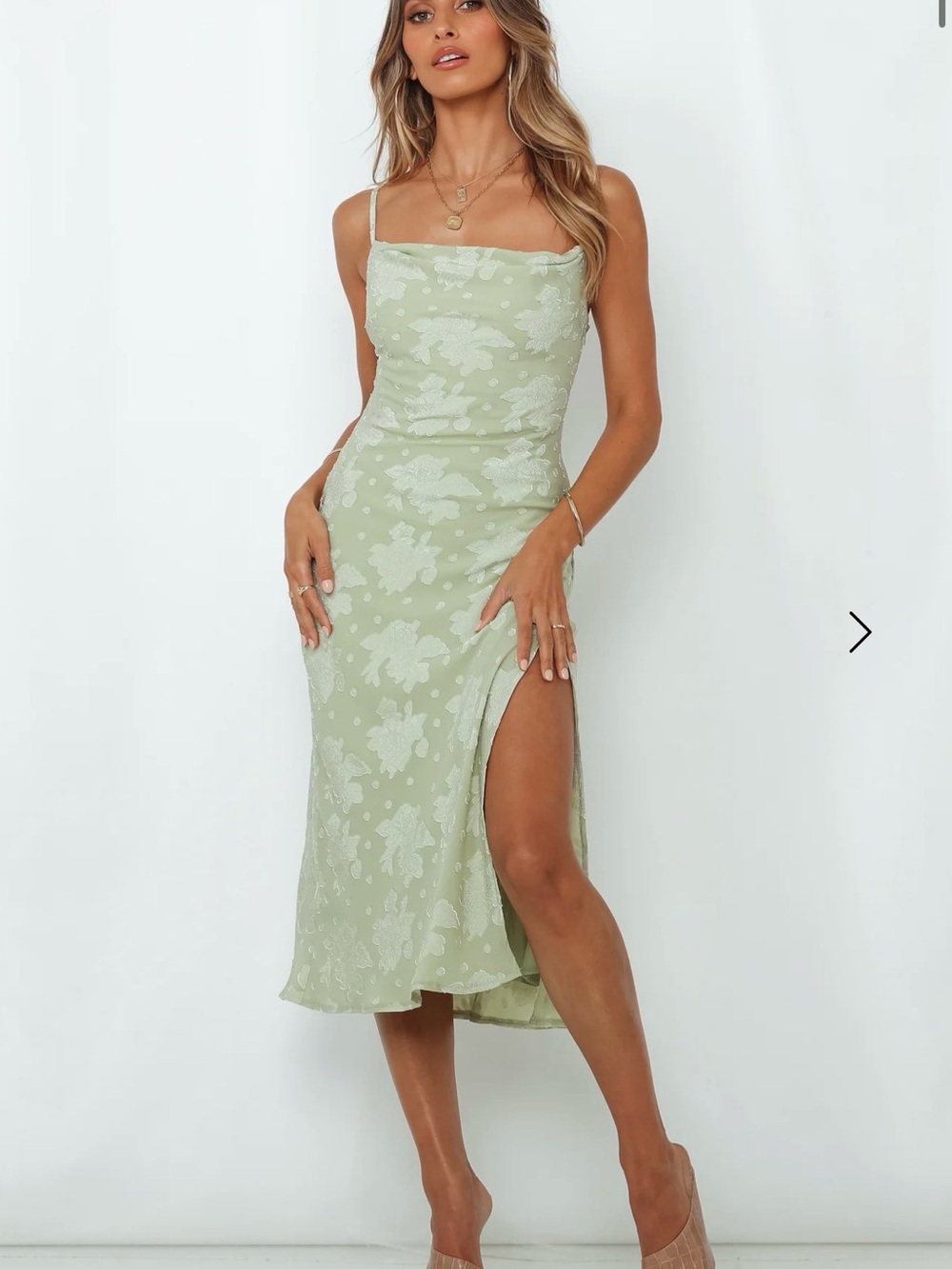 Hello Molly  Floral Slip Midi Dress - Pistachio Green